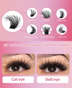 Detail van DIY individuele wimperclusters met lengtes van 10mm tot 16mm voor een cat eye-look