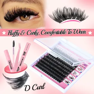 Kit extension ciglia a ciuffetti CMAYOME con colla, sigillante e pinzette rosa