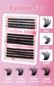 Gedetailleerde maattabel voor 60D 80D 100D wimperplukjes van 10mm tot 16mm lengte