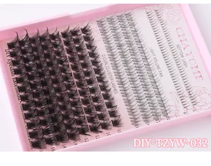Λεπτομέρεια από τουφάκια βλεφαρίδων D curl 5-16mm σε ροζ θήκη για DIY εφαρμογή