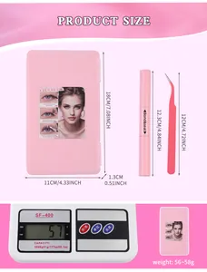 Detailed size measurement and weight display of pink individual lash kit components