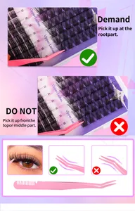 Kit de extensiones de pestañas individuales con longitudes 12-18mm y pinzas de precisión
