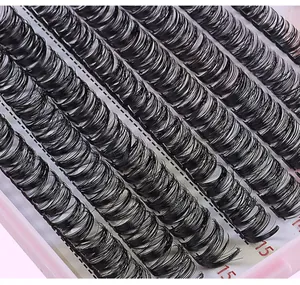 Macro detail of 15mm individual lash clusters showing high-quality synthetic fiber texture