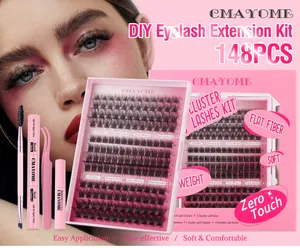 Προβολή macro σετ επέκτασης βλεφαρίδων DIY 148 τεμαχίων με κόλλα, σφραγιστικό και τσιμπιδάκι