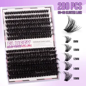 Halloween colored heat-bonded lash extensions set with 280 clusters in 8mm to 16mm lengths