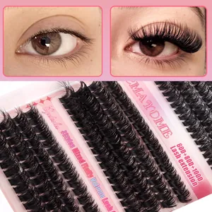 DIY wimperverlengingsset met gemengde 60D 80D en 100D pluizige volumewimpers plukjes