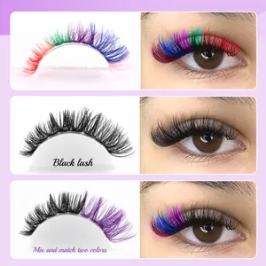 Natural colored individual lash clusters in black, purple and gradient halloween styles