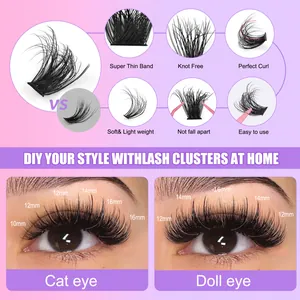 Σετ επέκτασης βλεφαρίδων DIY με στυλ Cat και Doll Eye σε μήκη από 10 έως 16 mm