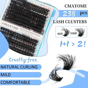 Kit ciglia finte fai-da-te con 238 pezzi di estensioni ciglia 80D e 100D ricci naturali