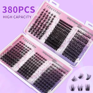 Kit de extensión de pestañas DIY de 380 piezas con pegamento y pestañas negras