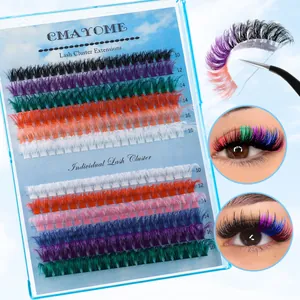 Kit de extensiones de pestañas individuales de colores de 10-16mm con pinzas negras de DIY