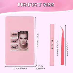 Lash cluster kit with pink storage box, bond and seal mascara, and curved tweezers