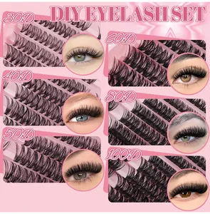 Detail view of DIY individual lash clusters with lengths ranging from 8mm to 16mm