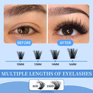 Kit ciglia finte fai-da-te 80D e 100D in lunghezze da 10mm a 16mm per un look naturale