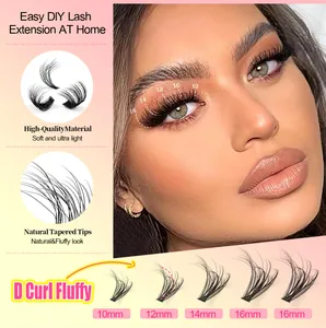 Detail view of D curl DIY lash extension kit with sizes ranging from 10mm to 16mm