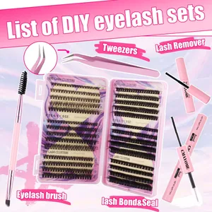 DIY wimperverlengingsset met 544 clusters, lijm, sealer, pincet en verwijderingsolie