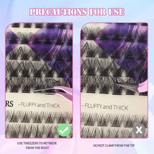 Professional fluffy individual lash extensions set with application guide and pink tweezers