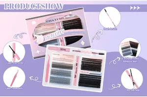 Κιτ επέκτασης βλεφαρίδων DIY με 684 τμήματα, κόλλα, τσιμπιδάκι και προϊόν αφαίρεσης
