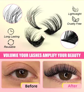 Macro detail of individual lash clusters showing texture and before after eye results