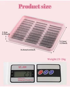 Detailed view showing the physical dimensions and weight of 300 cluster eyelash set