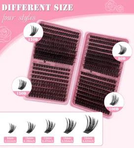 DIY cluster eyelash extension kit with 80D to 150D volume and 8-16mm mixed lengths