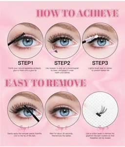 Step-by-step application and removal guide for cluster eyelash extension kit with tools