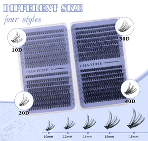 Detail van 10D-40D DIY cluster wimpers in een tray van 10-18mm voor oogmake-up