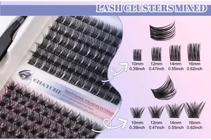 Detail van wimpercluster set van 10-16mm met professionele zwarte pincet