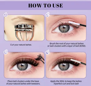 Step-by-step tutorial for applying DIY cluster lash extension set with bond and seal