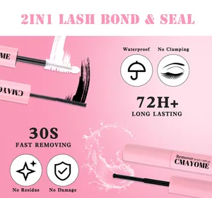 Waterproof lash bond seal and remover duo in pink tubes with 72H long lasting effect