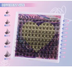 Detailed view of DIY lash clusters showing various lengths from 10mm to 18mm