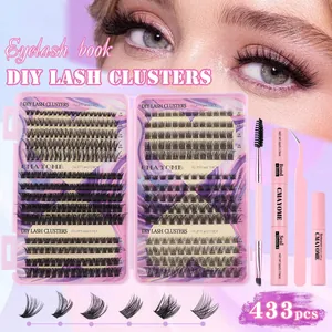 Kit Profesional de Extensión de Pestañas DIY Con Adhesivo Removedor Pestañas de Fibra Sintética Esponjosa y Gruesa