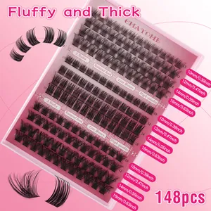 CMAYOME 148 stuks wimperextensions set met 10-16mm dikke en pluizige clusters