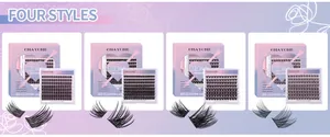 Kit d'extension de cils DIY avec colle, pince et quatre styles de faux cils individuels