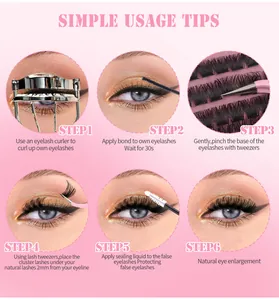 Step-by-step tutorial for applying cluster lashes with glue and sealant tools