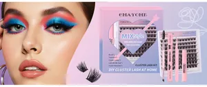 Kit d'extension de faux cils individuels avec colle, dissolvant et pince rose