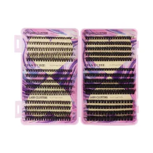 DIY cluster wimperverlengingsset met pluizige 10-18mm zwarte gesegmenteerde wimpers