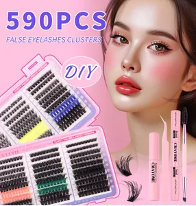 Kit extension ciglia fai-da-te da 590 pezzi, 10-18mm con colla e pinzette incluse