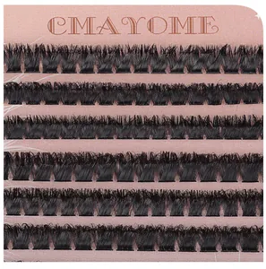 Macro detail of individual cluster eyelashes in pink case by CMAYOME brand