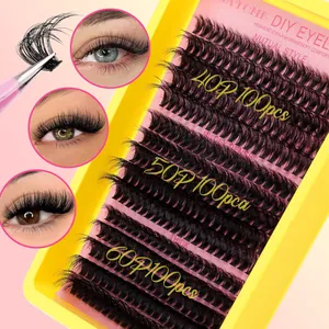 DIY individual lash extension kit with 40D 50D 60D density clusters for voluminous look