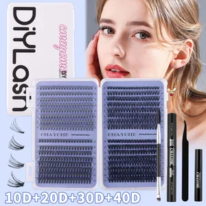 DIY Cluster Wimperverlenging Set Gemengde Lengte Individuele Wimpers Met Bond En Seal Remover Pincet Borsteltje Professionele Make-Up Set