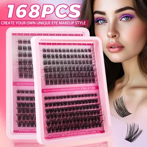 Professionele DIY Wimperverlengingsset Synthetische Vezel Individuele Cluster Wimpers Gemengde Lengte C D Krul Met Lijm Seal Remover Pincet Voor Vrouwen Make-up