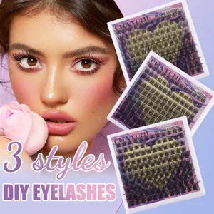 Kit de Bouquets de Cils DIY Longueurs Diverses Faux Cils Moelleux Avec Bond Et Seal Dissolvant Pincettes Brosse Extensions en Fibre Synthétique Naturelle