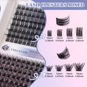 Set wimperclusters met verschillende lengtes van 10mm tot 16mm in een merkdoos