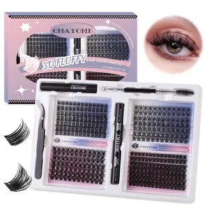DIY wimperverlenging set met 3D clusters lijm verzegeling en pincet kit