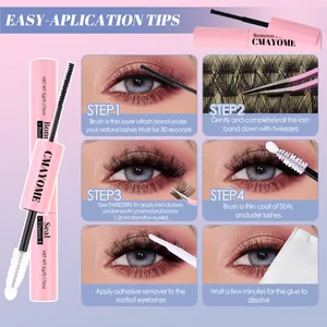 CMAYOME DIY Eyelash Extension Kit with Pink Bond Seal and Remover Tubes for Natural Lashes