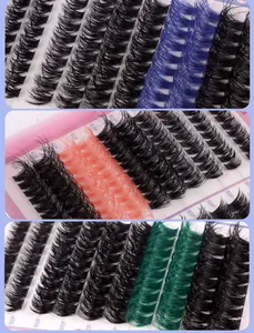 Dettaglio di ciglia finte colorate individuali con specifiche di densità 60P e 80P