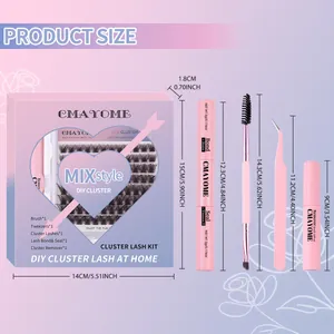 Kit d'extension de cils DIY avec cils C curl, colle, pince et dissolvant pour femmes