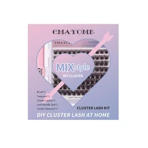 Kit complet extension de cils DIY avec colle, pince et bouquets de cils individuels