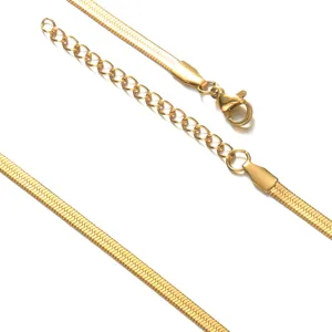 18K gold plated stainless steel snake bone chain necklace with lobster clasp and extender